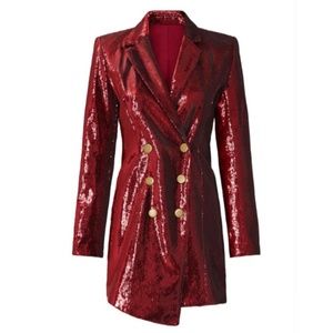 Retrofête Selena Sequin Asymmetric Hem Jacket Dress in red - size Small